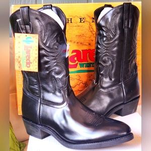 Men's Laredo Black Leather Trucker/Paris Cowboy Boots Sz 13 EW New. #4240